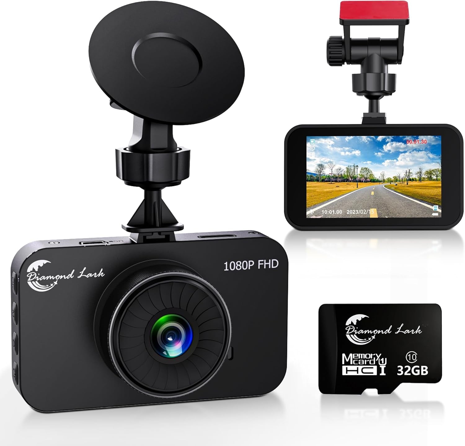 1080P Full HD Dash Camera for Cars,  Dash Cam Front with 32G SD Card, 3”LCD Screen, 170°Wide Angle, Dashboard Dashcam with Loop Recording, HDR, Night Vision, G-Sensor, Parking Monitor