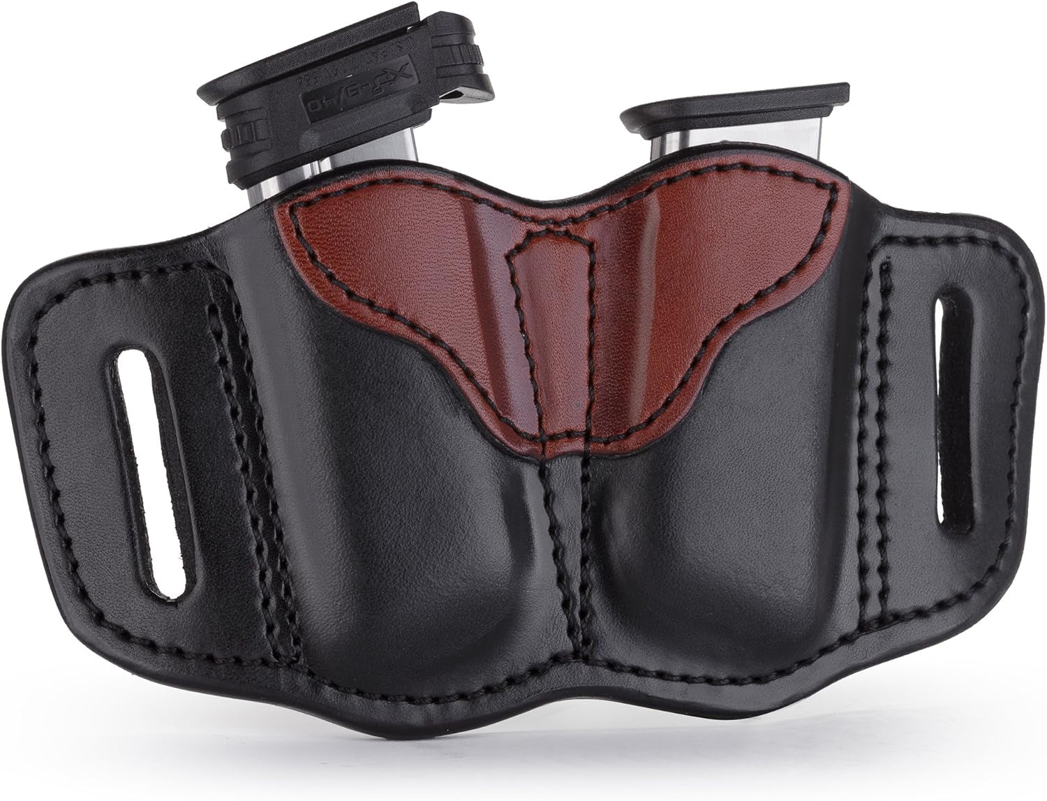 2.1 Mag Holster - Double Mag Pouch for Single Stack Mags, OWB Magazine Pouch for Belts - Classic Brown, Stealth Black, Black & Brown and Signature Brown