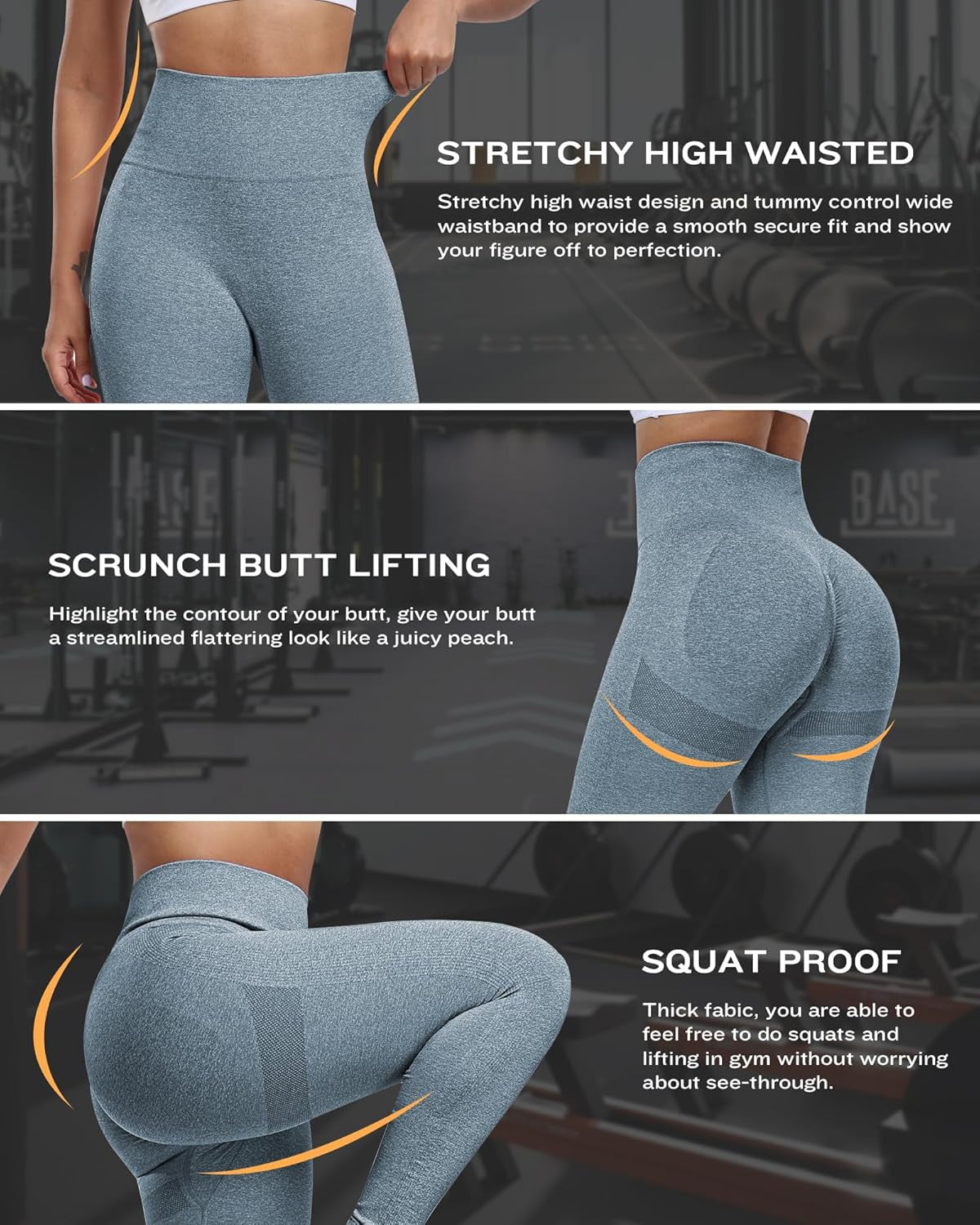 Workout Leggings for Women, Butt Lifting Gym Scrunch Butt Seamless Leggings