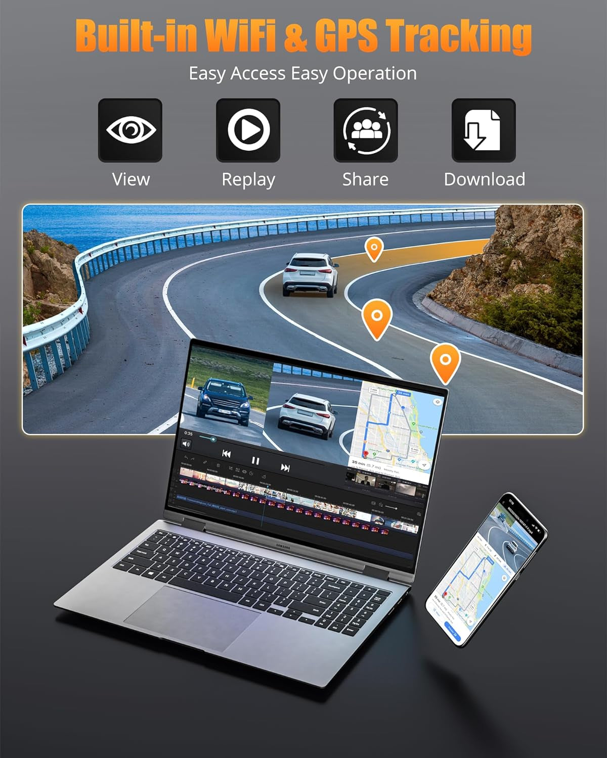 Dash Cam Front and Rear, 8K UHD/2.5K FHD Dash Cam, Dash Camera for Cars, Free 32GB Card, Build in GPS & Wifi,3.16" IPS Screen, 170°Wide Angle, WDR, Night Vision, 24Hrs Parking Mode