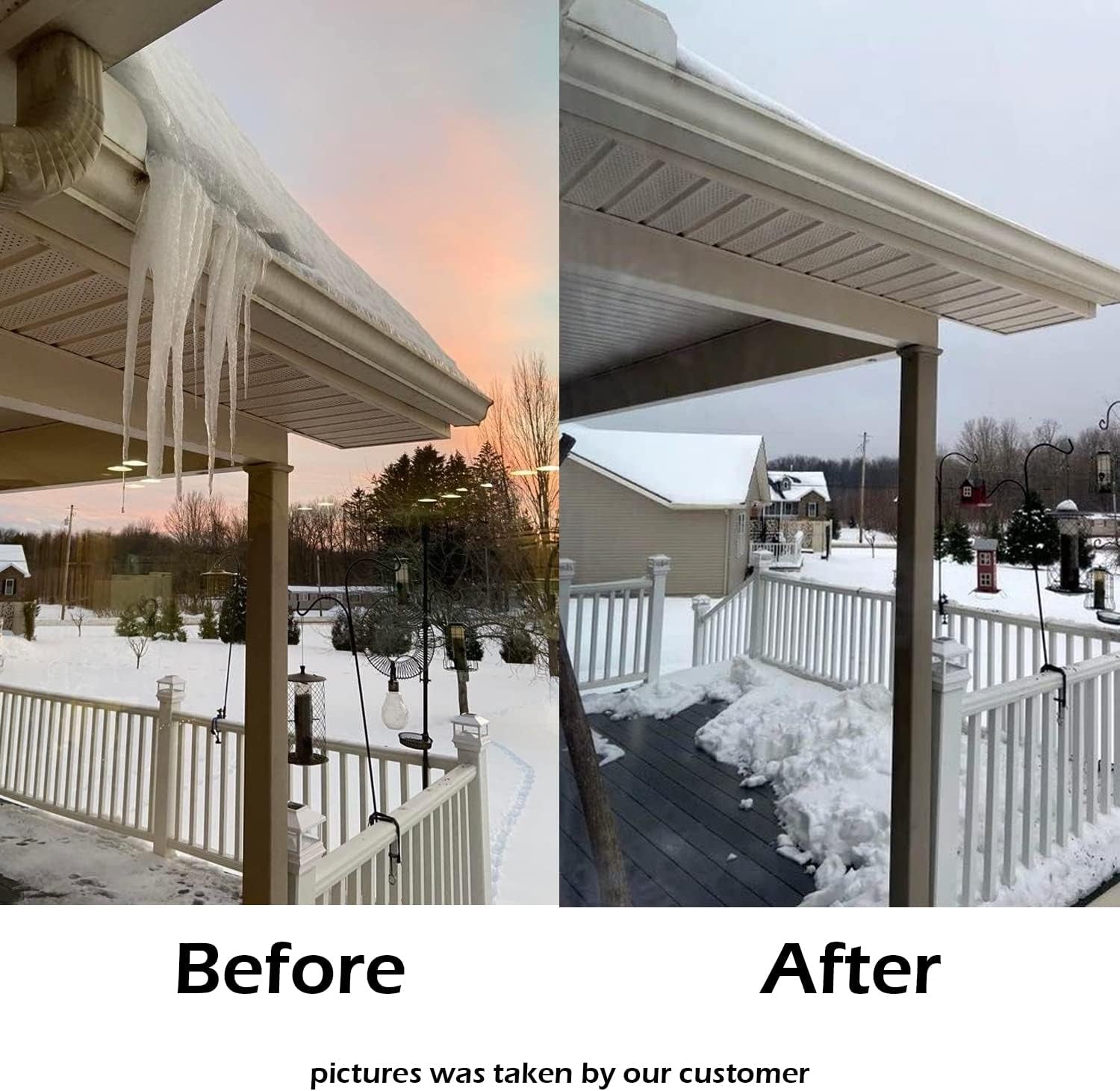 Roof Heat Cable Snow De-Icing Kit Self-Regulating Plug-In Ready Heat Tape for Roof and Gutters Ice Dam Prevention 8W/Ft 100Ft