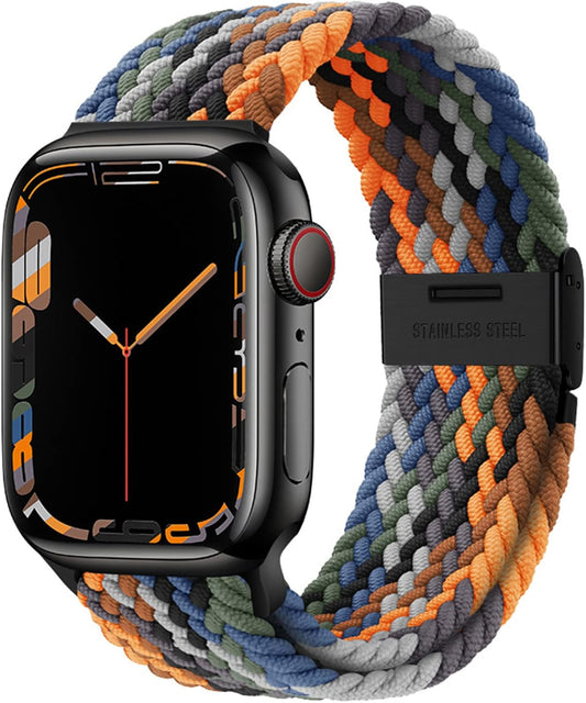 Stretchy Braided Solo Loop Compatible with Apple Watch Bands 38Mm 40Mm 41Mm 42Mm 44Mm 45Mm for Women Men Adjustable Straps Elastic Sport Wristbands for Iwatch Series 8 7 6 SE 5 4 3 2 1 Ultra