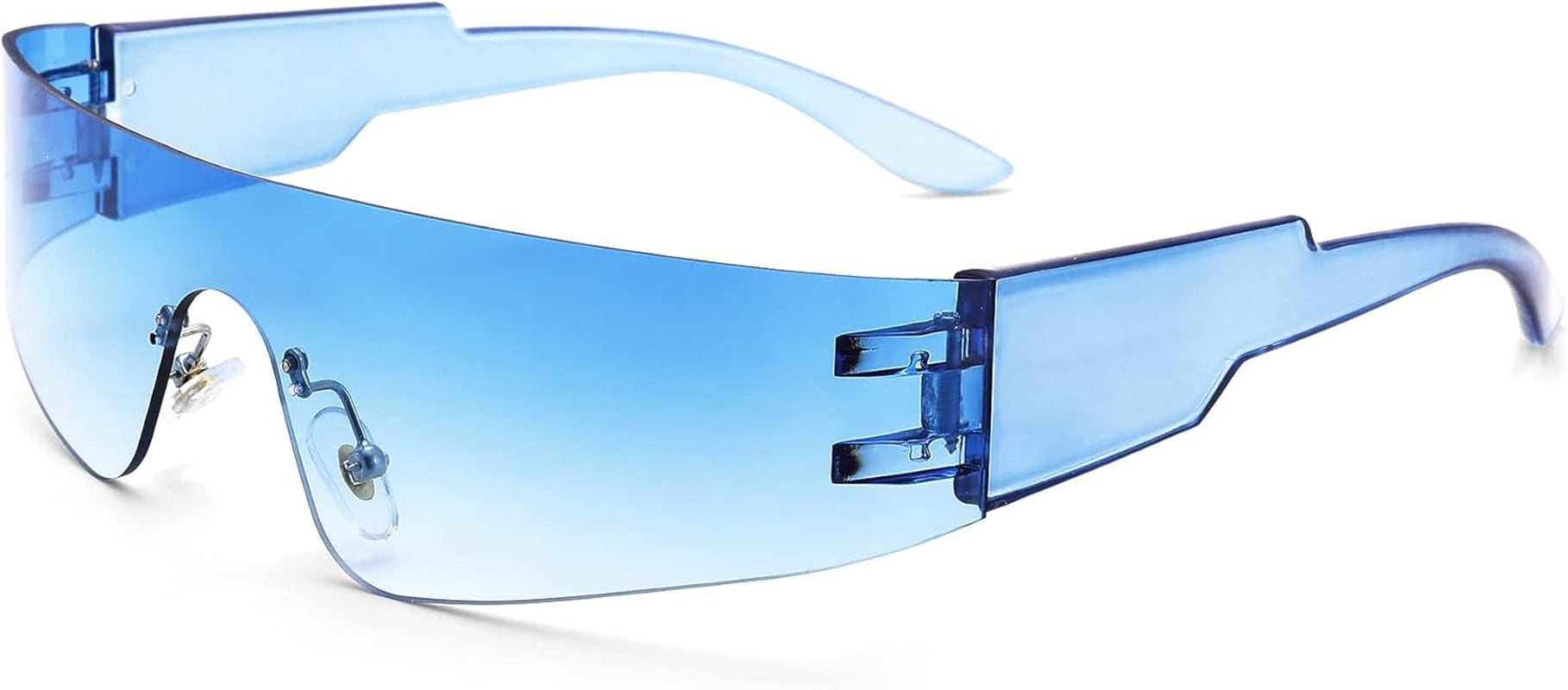 Wrap around Sunglasses for Women Men Trendy Rimless Futuristic Shades Y2K Shield Flat Top Fashion Eyeglasses