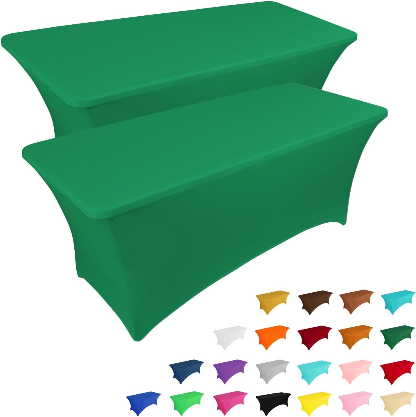 2 Pack 6FT Table Cloth for Rectangular Fitted Events Stretch Black Table Covers Washable Table Cover Spandex Tablecloth Table Protector for Party, Wedding, Cocktail, Banquet, Festival