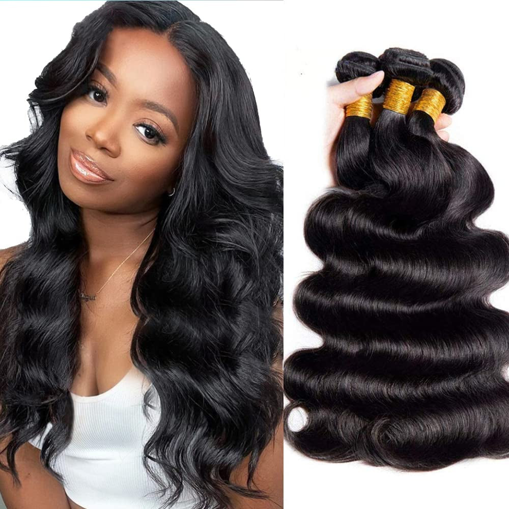 Body Wave Bundles Human Hair 16 18 20 Inch 10A Grade Human Hair Bundles Body Wave 3 Bundles 100% Unprocessed Brazilian Virgin Hair Extensions