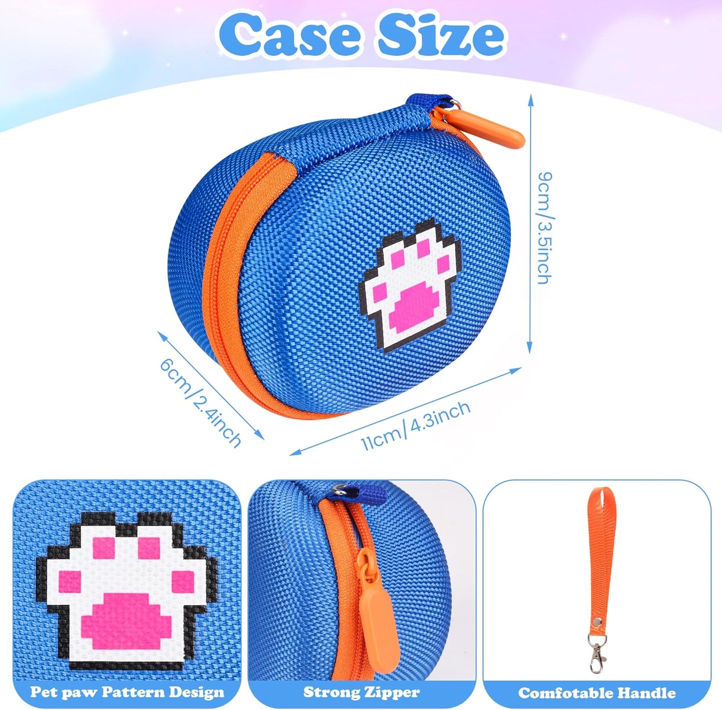 Carrying Case Compatible with Tamagotchi Uni/Tamagotchi Pix/Tamagotchi Original/Tamagotchi Nano X Virtual Pet Game Machine, Hard Case with Neck Strap, Lanyard and Screen Protector (Blue) ZOUSA