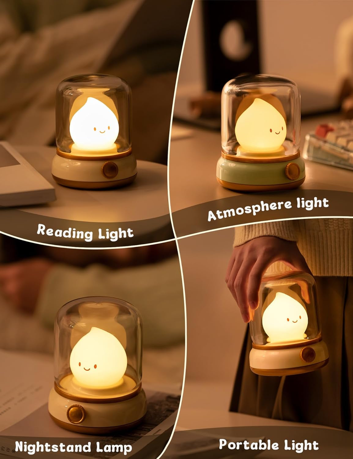 Cute Flameless Candles Lamp, Kids Night Light,Candle Warmer Lamp, Cute Kerosene Lamp,Cute Decor,Adjustable Dimmable Rechargeable Night Light for Kids,Girls,Teenager Kids Bedrooma