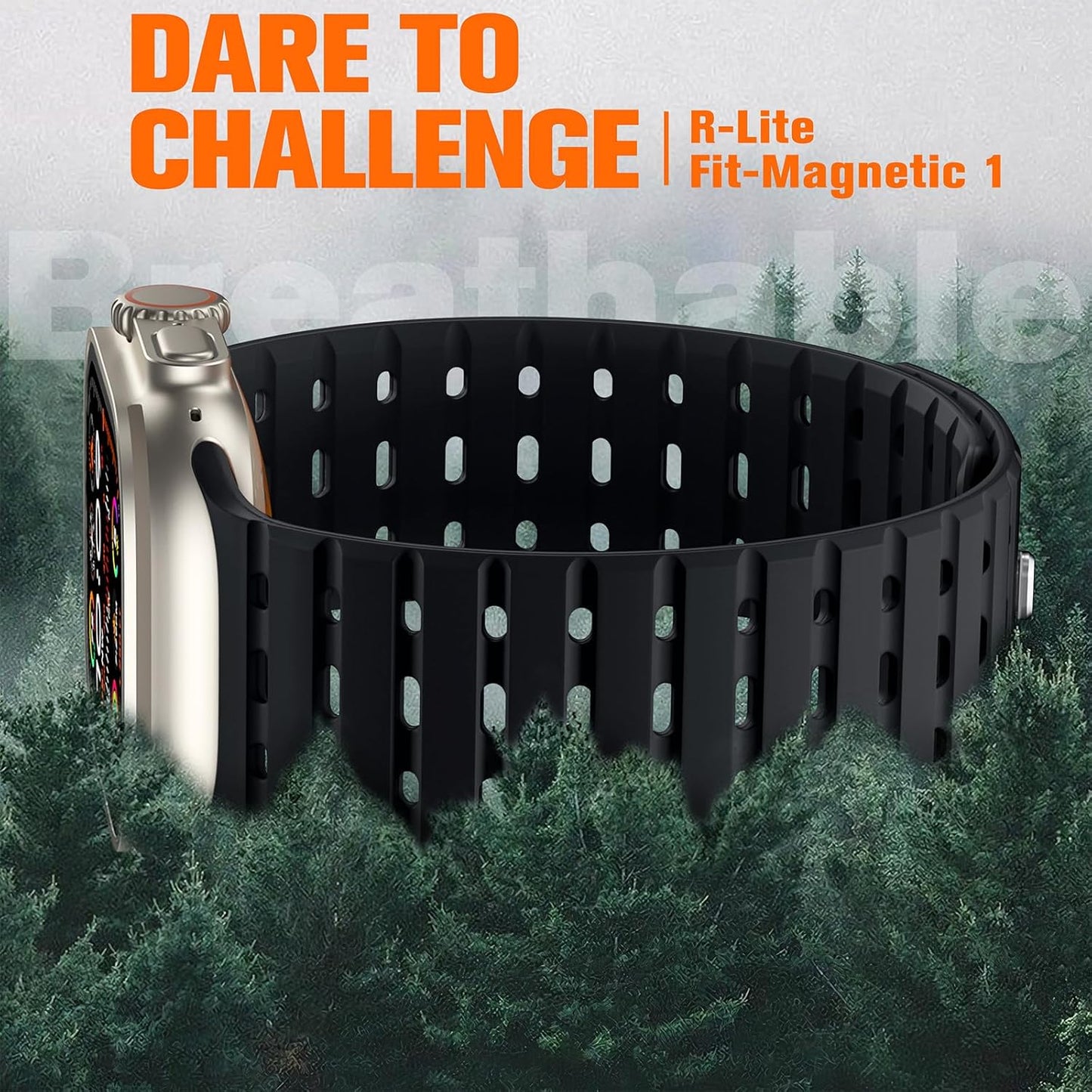 Compatible with Apple Watch Ultra 2/Ultra Band 49Mm/46Mm/45Mm/44Mm/42Mm(3/2/1) Men Women, Magnetic Silicone Rugged Sport Watchband for Iwatch SE2/SE/10/9/8/7/6/5/4