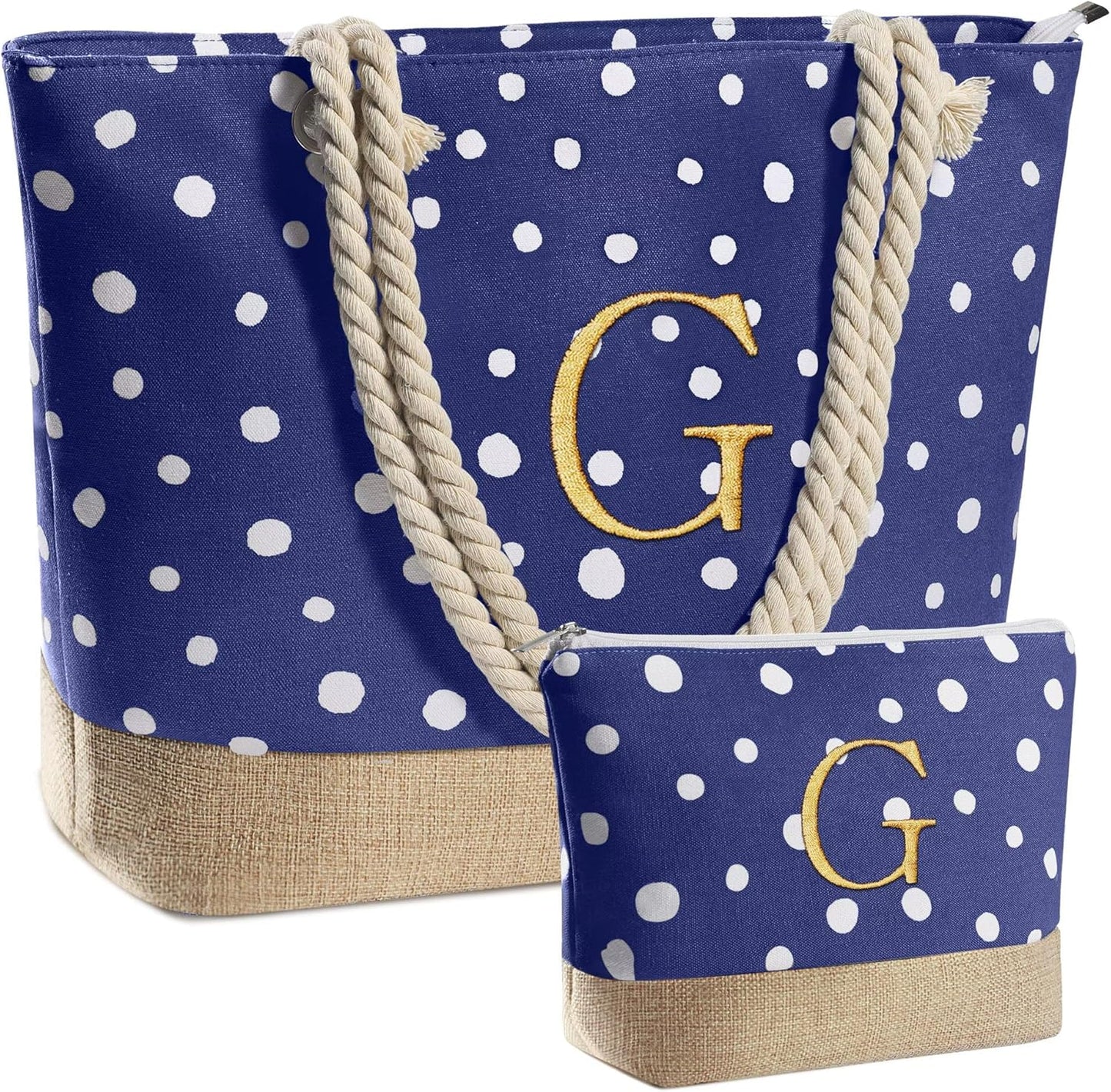 Gifts for Women - Personalized Birthday Gifts for Mom Friend, Travel Gifts Beach Tote Bag & Makeup Bag