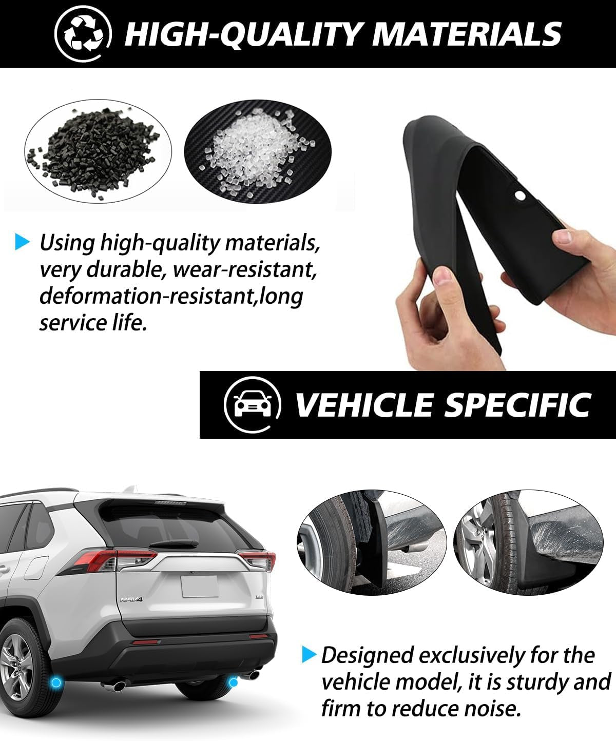 Custom Fit for Mud Flaps Toyota RAV4 2025 2024 2023 2022 2021 2020 2019 Splash Guards Molded Front and Rear Fender Cover Black ABS 4Pcs Set Hybrid Accessories (Not Fit for 2021 RAV4 Prime)