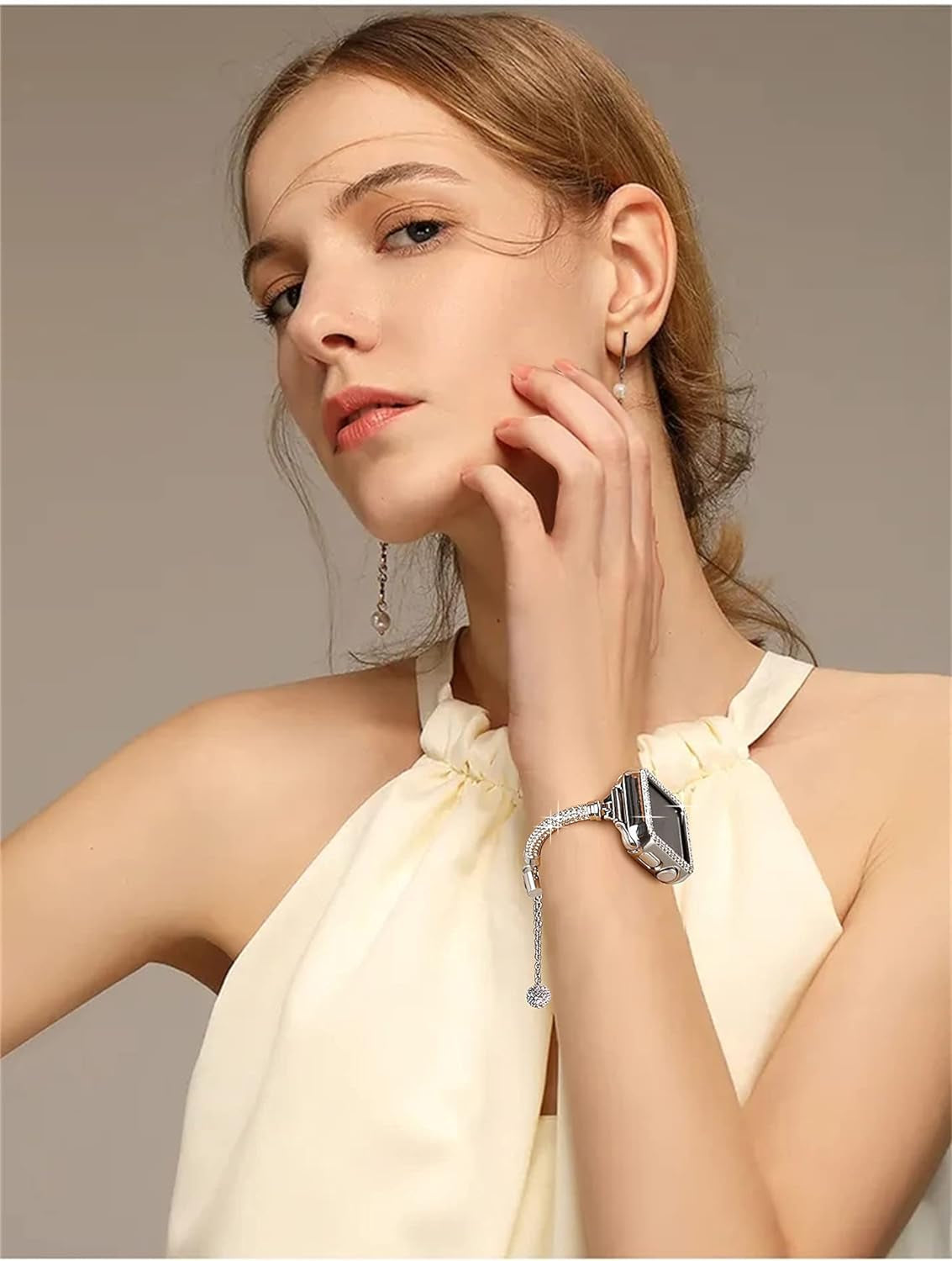 Bling Band and Case Compatible with Apple Watch Band 38Mm 40Mm 41Mm 42Mm 44Mm 45Mm, Women Dressy Metal Bracelet with Rhinestone Bumper for Iwatch Series 9/8/7/SE/6/5/4/3/2/1
