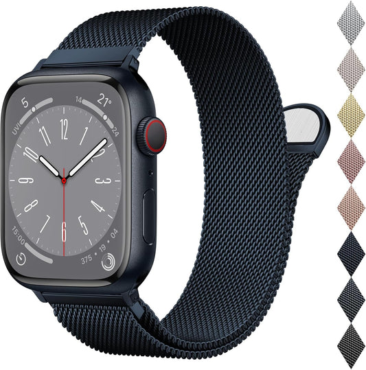 Mesh Metal Loop Compatible with Apple Watch Band 40Mm 41Mm 38Mm 44Mm 45Mm 49Mm Series Ultra SE 9 8 7 6 5 4 3 2 1 Women Men, Stainless Steel Strap with Magnetic Clasp for Iwatch Bands