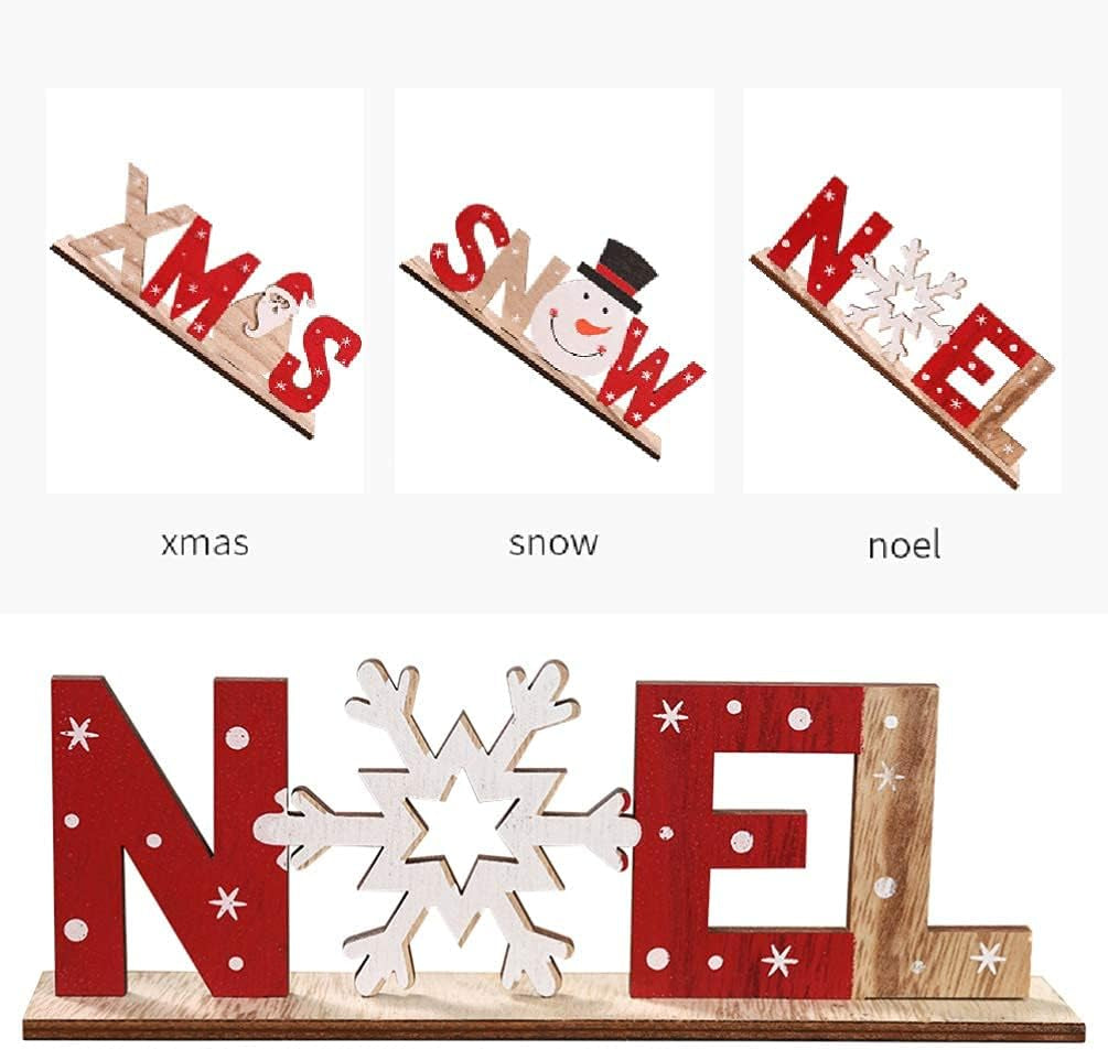 Christmas Decoration Noel Wood Sign Christmas Holiday Snowflake Wood Plaque Sign Decorative Table Top Sign Plaque Xmas Party Decoration, for Friends