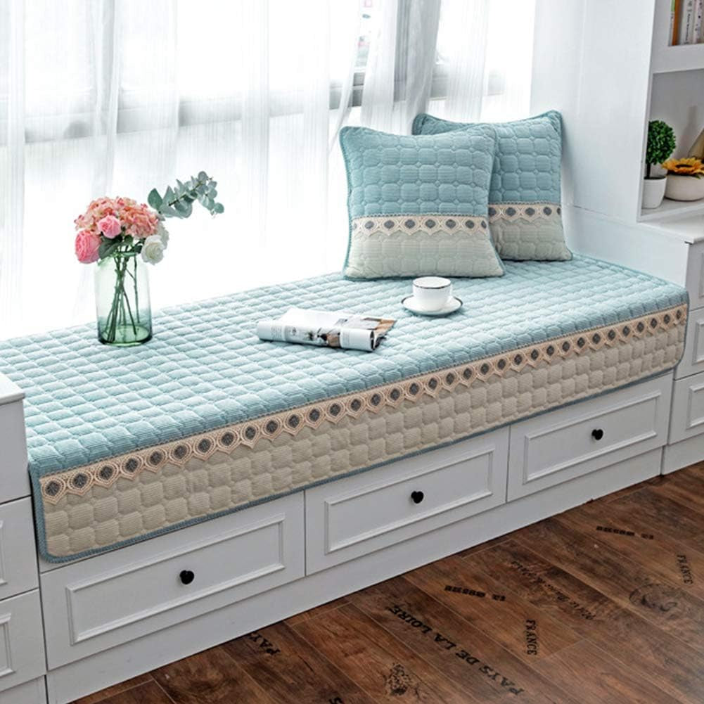 Bay Window Cushion Seat Indoor, Farmhouse Window Seat Cushions Indoor for Bedroom, Non Slip Pads/Bay Window Sill Bench Cushions, 27.55 X 59.05 Inches, Sky Blue