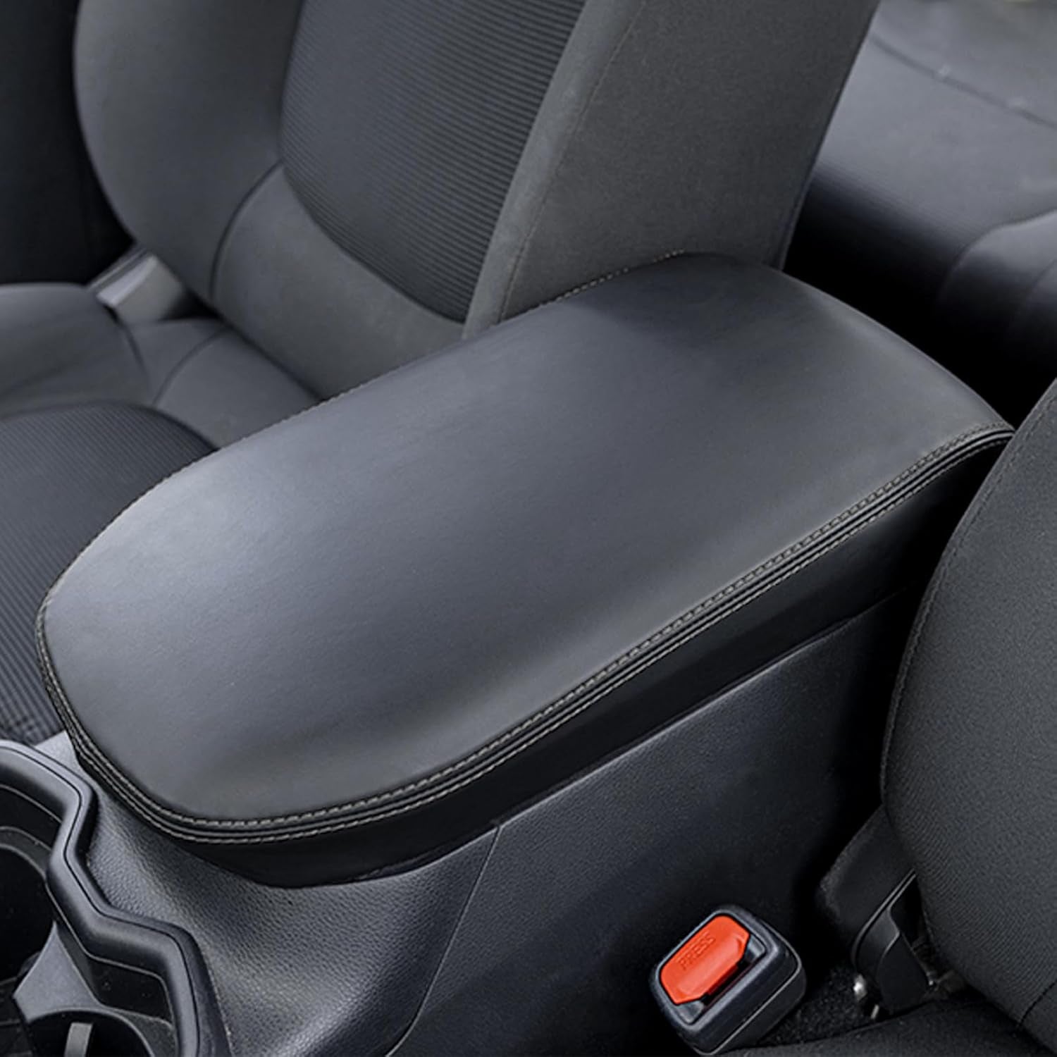 Center Console Armrest Cover for 2025 Toyota RAV4 Accessories 2024 2023 2022 2021 2020 2019 Leather Middle Console Lid Cover Pad Protector Elbow Arm Rest Covering Car-(Black)