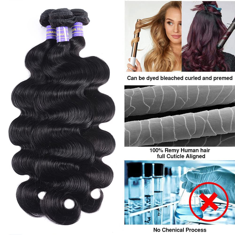 Human Hair Bundles Brazilian Body Wave Bundles (10 12 14 Inch) 10A Grade 100% Unprocessed Virgin Remy Hair 3 Pcs/Lot Hair Extension Natural Color