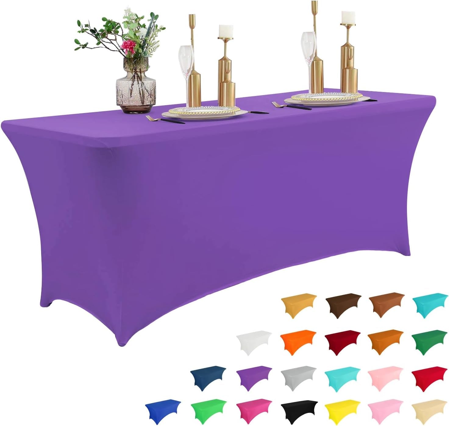 2 Pack 6FT Table Cloth for Rectangular Fitted Events Stretch Black Table Covers Washable Table Cover Spandex Tablecloth Table Protector for Party, Wedding, Cocktail, Banquet, Festival