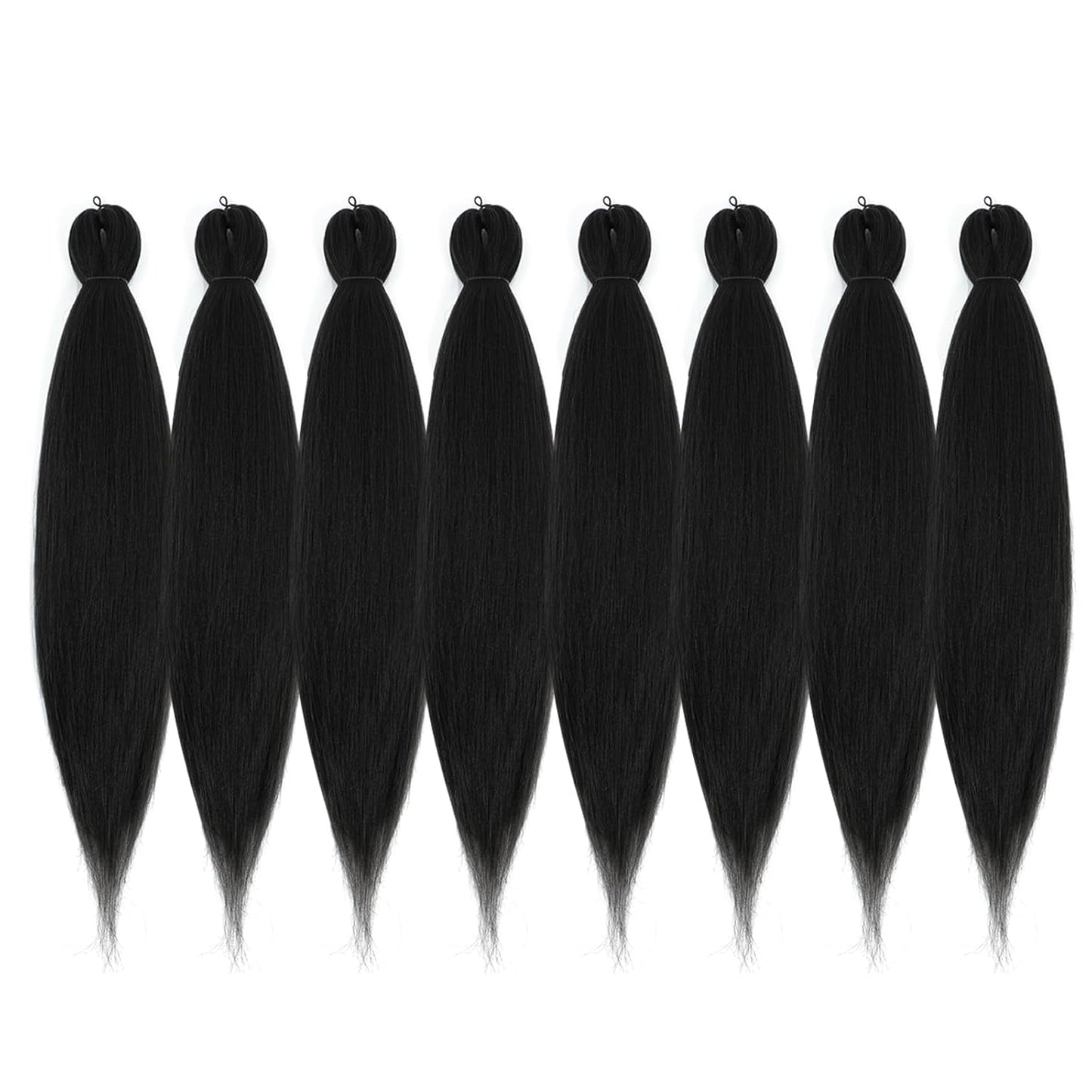 Pre-Stretched Braiding Hair - 16 Inch 8 Packs Natural Black Short Braiding Hair for Twist or Box Braids, Yaki Texture Hot Water Setting Synthetic Braiding Hair Extensions (16 Inch, 1B-8P)