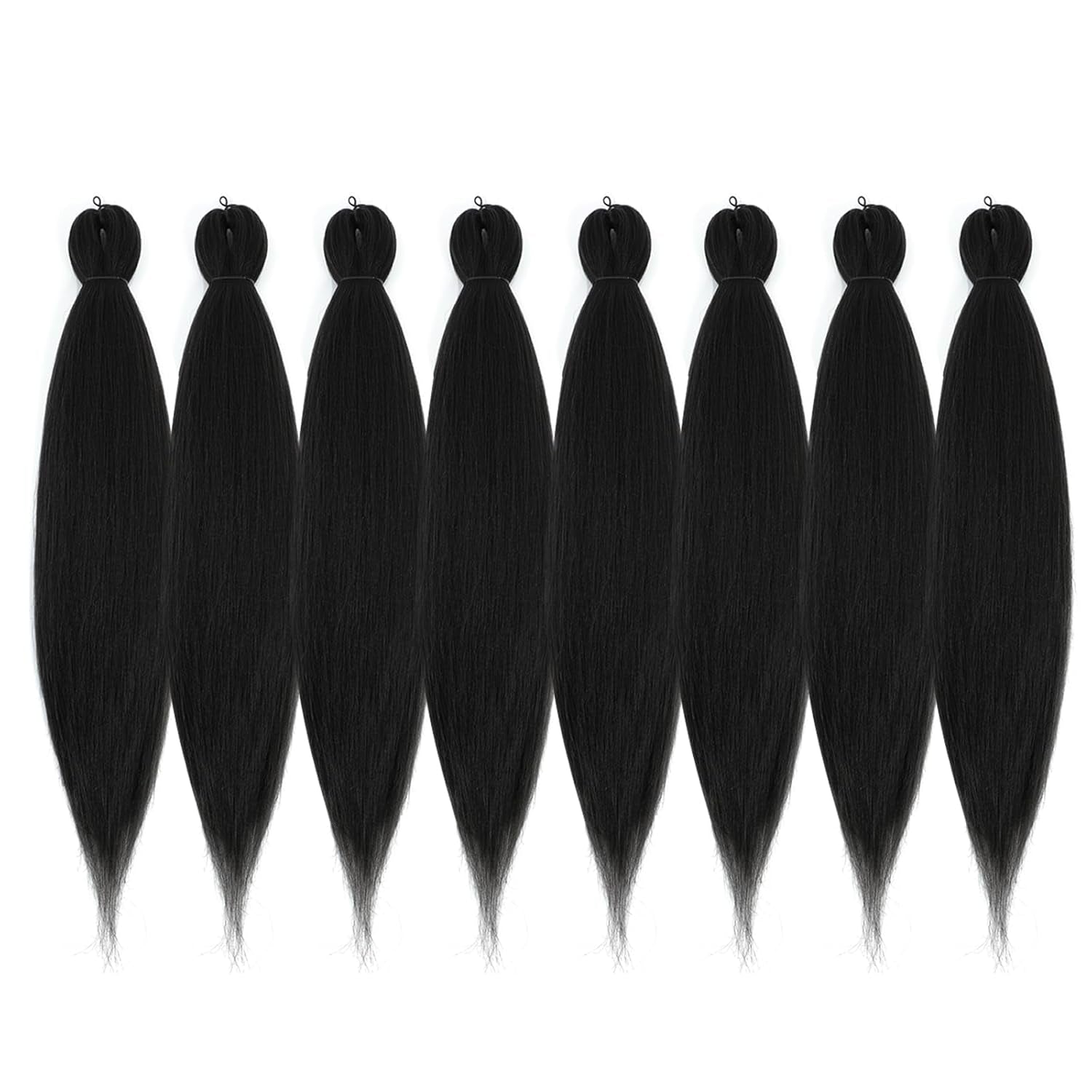 Pre-Stretched Braiding Hair - 16 Inch 8 Packs Natural Black Short Braiding Hair for Twist or Box Braids, Yaki Texture Hot Water Setting Synthetic Braiding Hair Extensions (16 Inch, 1B-8P)