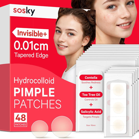 Pimple Patches for Face, FSA HSA Eligible Invisible Hydrocolloid Acne Patches, Zit Sticker for Face and Skin, Pimple Sticker for Covering Zits, Blemishes with Salicylic Acid 48 Count