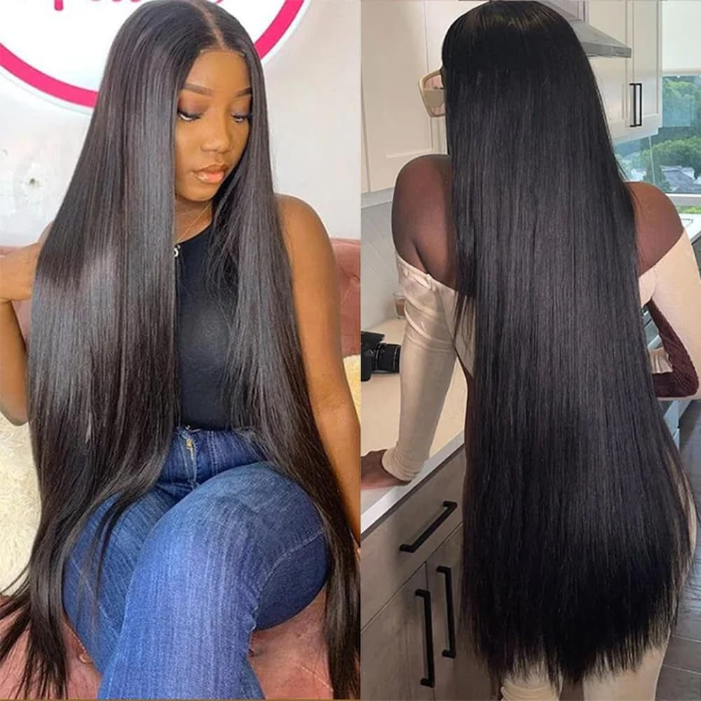 Straight Bundles Human Hair 24 26 28 Inch 3 Bundles Deals 12A Brazilian Weave Bundles Human Hair 100% Unprocessed Virgin Remy Double Machin Weft for Women Natural Black Color Hair Extensions