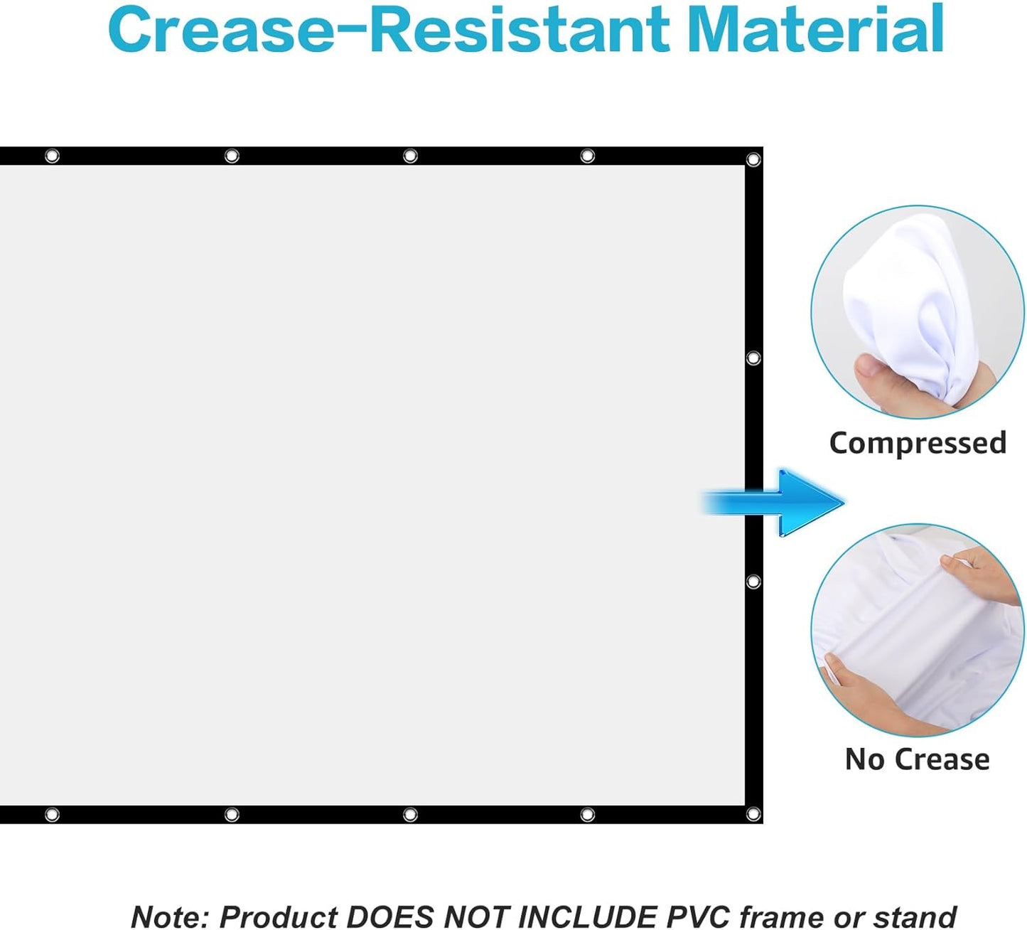 Projector Screen 120 Inch, Movie Projector Screen 16:9 Foldable and Portable Anti-Crease Indoor Outdoor Projection Double Sided Video Projector Screen for Home, Party, Office, Classroom