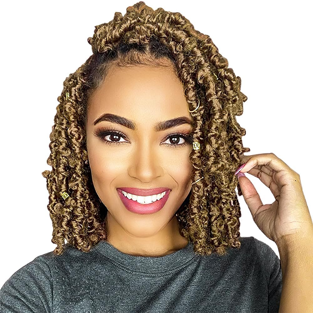6 Packs Butterfly Locs Crochet Hair 12 Inch Pre Looped Distressed Locs Crochet Braids (27#)