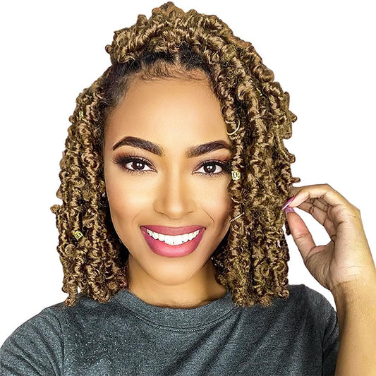 6 Packs Butterfly Locs Crochet Hair 12 Inch Pre Looped Distressed Locs Crochet Braids (27#)