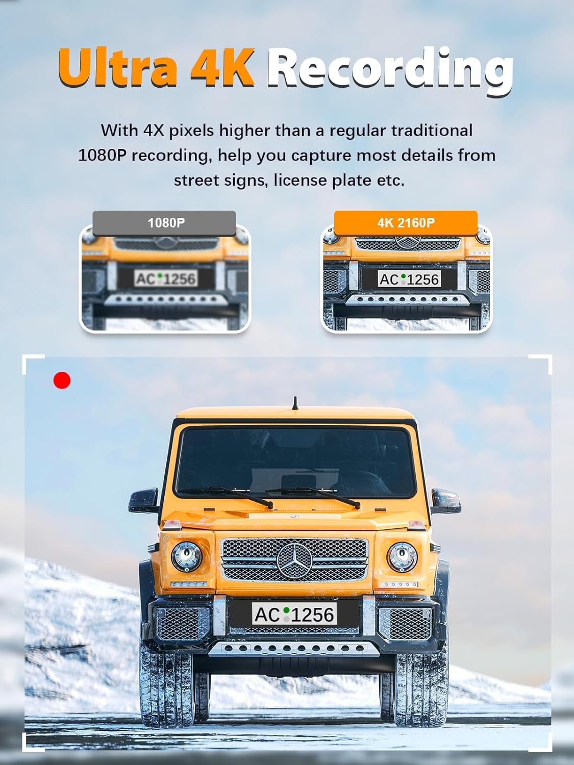 Dash Cam Front and Rear 4K+1080P, Free 64GB Card, Built-In Wifi, Dash Camera for Cars, Car Camera, Dual Dashcams for Cars with Night Vision, 24 Hours Parking Monitor, Loop Recording