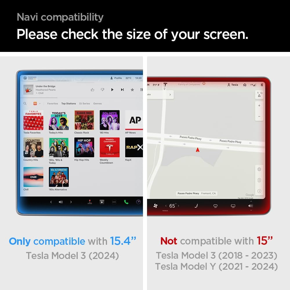Tempered Glass Screen Protector [Glastr EZ FIT] Designed for Tesla Model 3 (2024) 15.4 Inch Dashboard Touchscreen - Matte/Anti Glare/Anti Finger Print