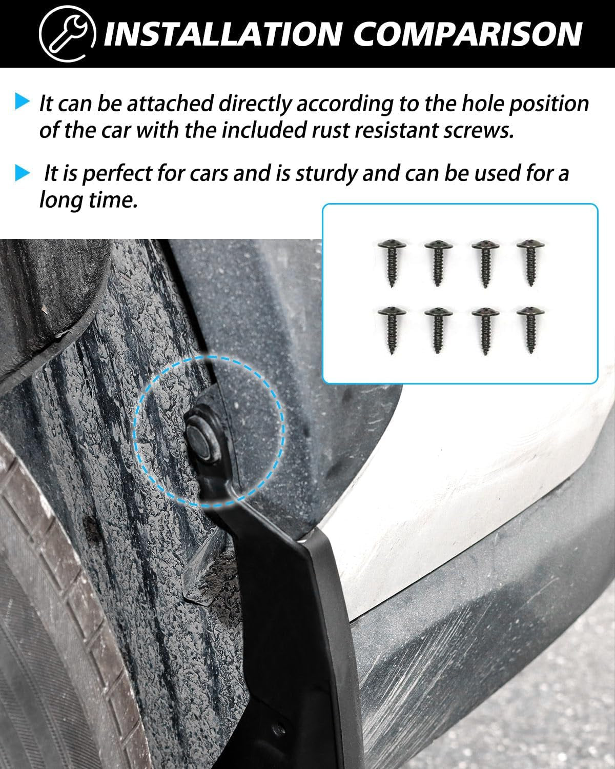 Custom Fit for Mud Flaps Toyota RAV4 2025 2024 2023 2022 2021 2020 2019 Splash Guards Molded Front and Rear Fender Cover Black ABS 4Pcs Set Hybrid Accessories (Not Fit for 2021 RAV4 Prime)