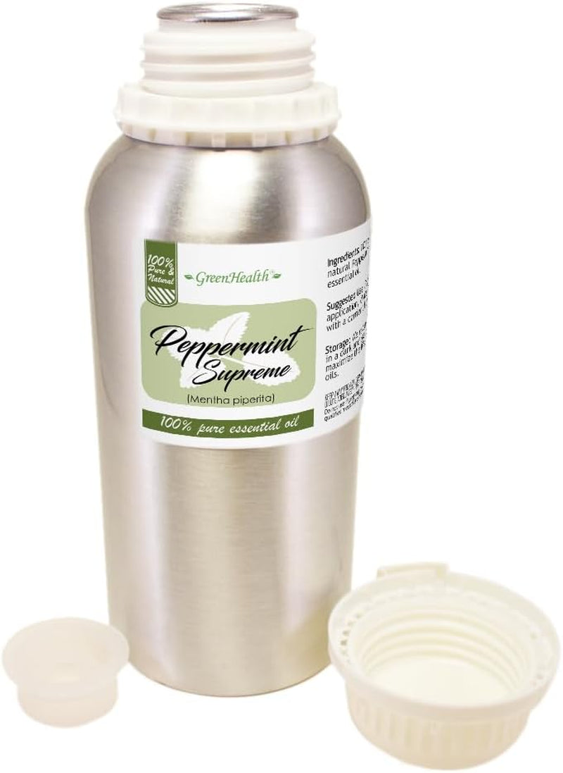 16 Fl Oz - Peppermint Essential Oil (Mentha Piperita) - 100% Pure & Uncut - Aluminum Bottle - TLBH