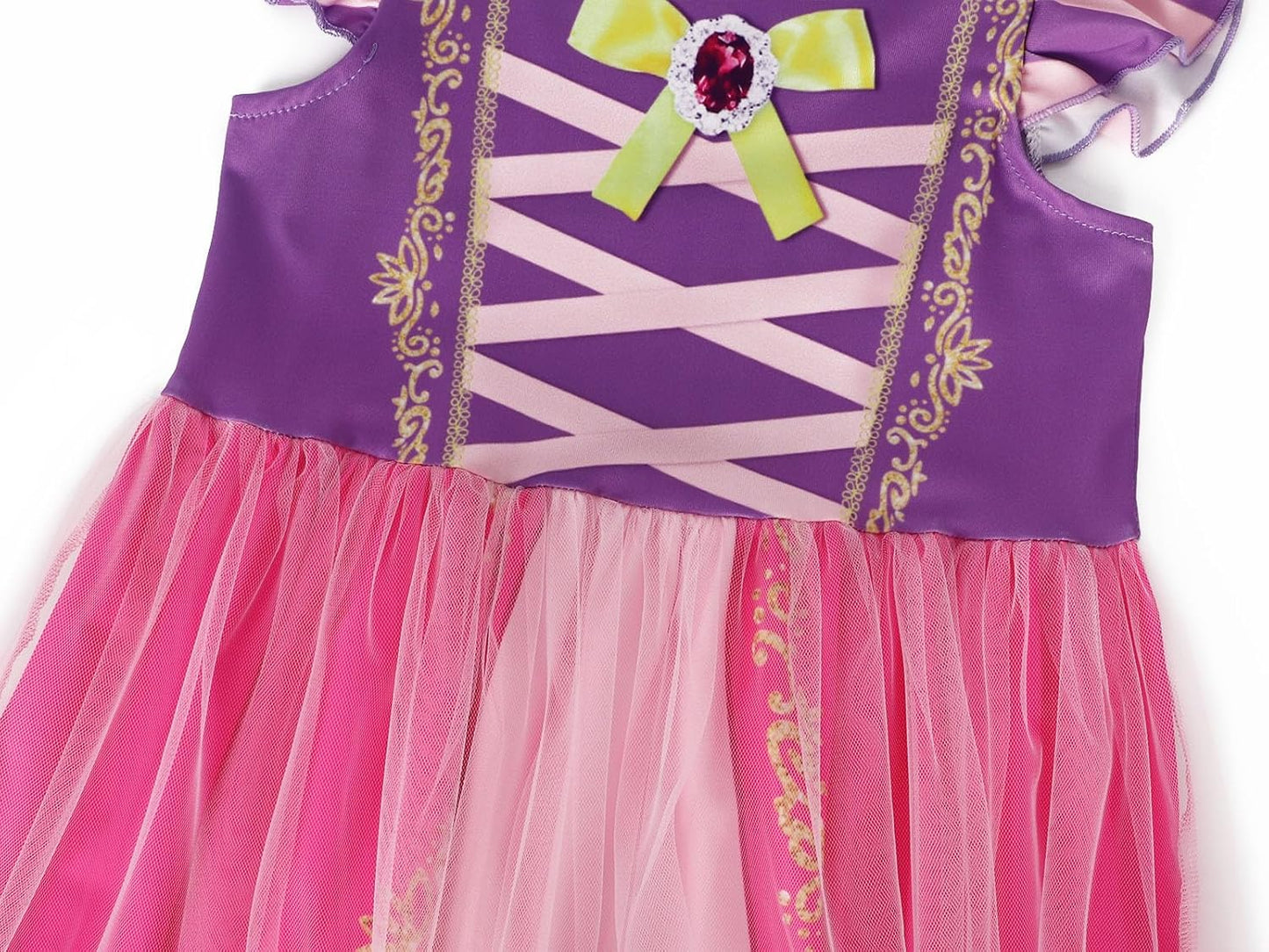 Girls Princess Costume Dress Toddler Kids Short Flutter Sleeve Tulle Dress up Halloween Cosplay Theme Party Outfit