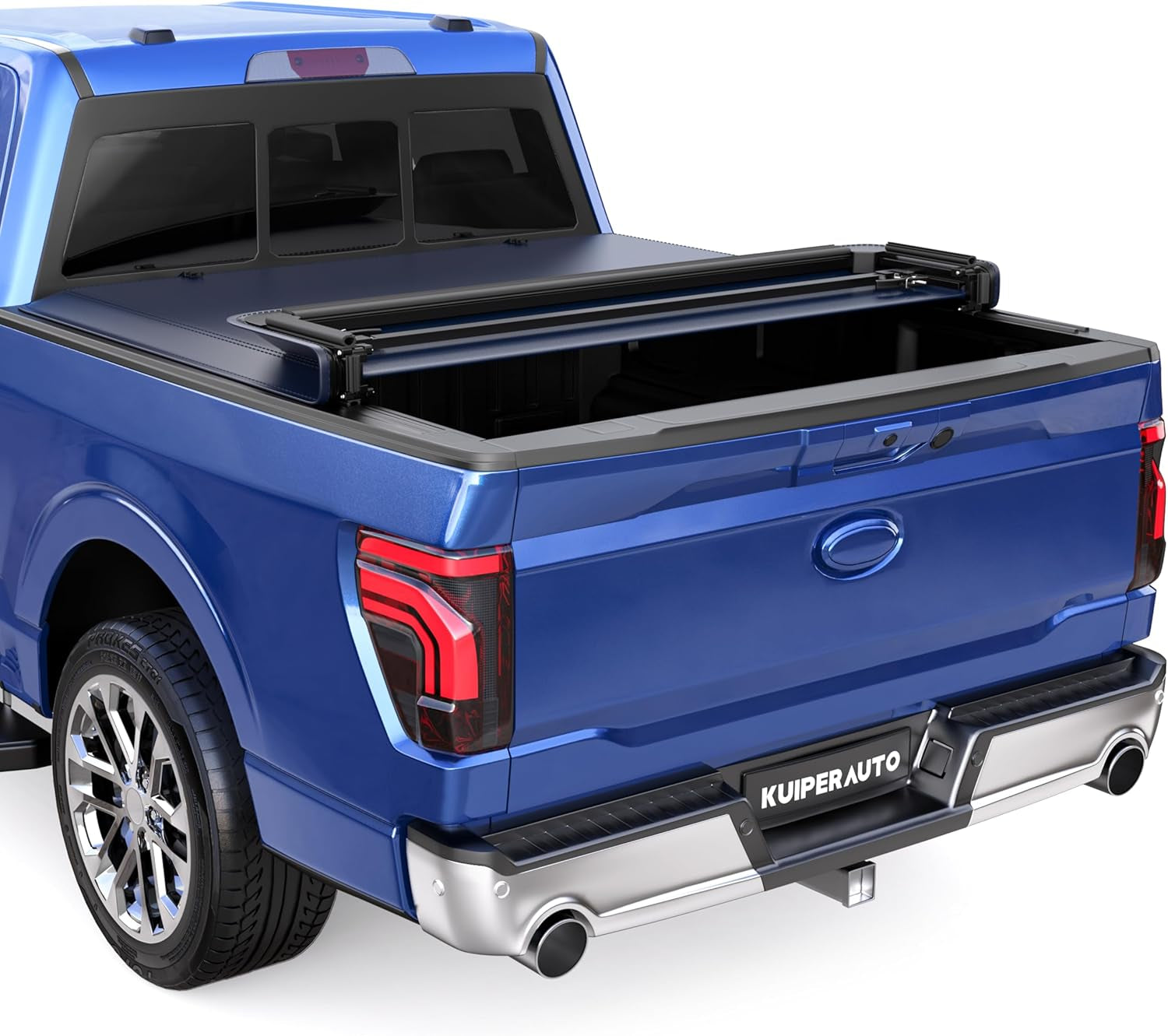 Quad 4-Fold 6.5 FT Soft Folding Truck Bed Tonneau Cover Compatible with 2009-2014 Ford F150 F-150 Styleside Fourth Fold (Excl Raptor Series) without Utility Track System Truck Bed Cover
