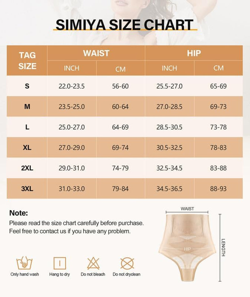 Thong Shapewear Tummy Control Underwear for Women High Waisted Stay-Put Body Shaper Girdle Targeted Compression