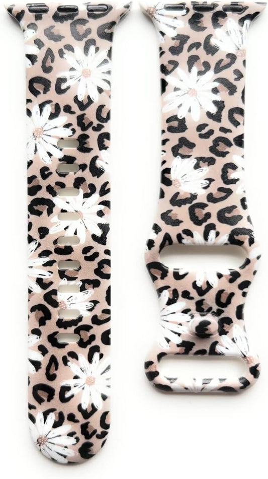SLD BANDS Compatible with Versa 4 Galaxy Watch Bands 38Mm 40Mm 41Mm 45Mm Leopard Watch Band New Watch Band Wild Flower Watch Band