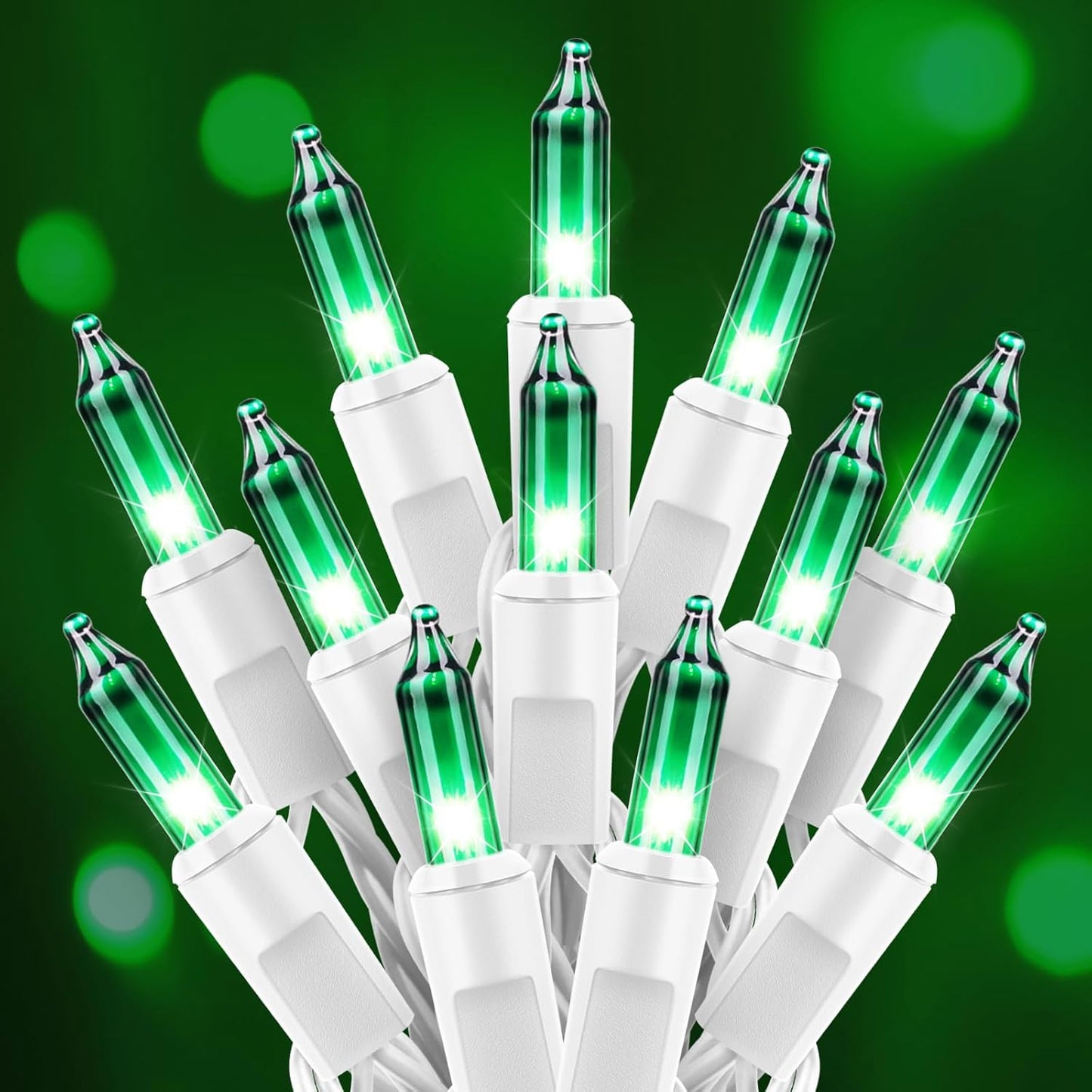 St. Patrick Mini String Lights, 50 Count 12 Feet Incandescent Bulb St Patrick Day Lights, Waterproof Green Lights for Indoor Xmas Tree Garland Birthday Wedding Party Festival Decoration, Green Wire