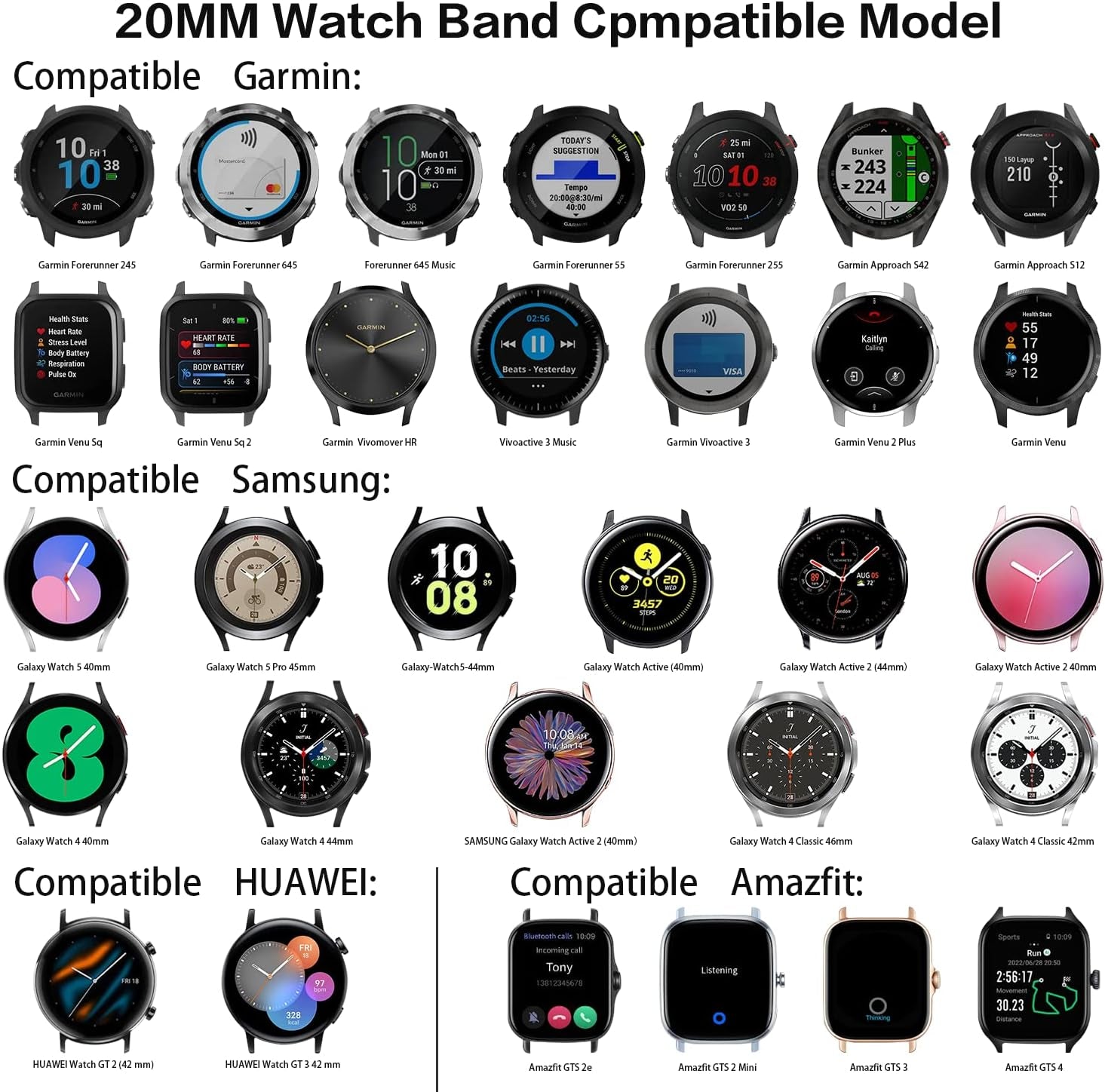 Sport Bands Replacement for Samsung Galaxy Watch 3 41Mm/Galaxy Watch 42Mm Bands,20Mm Soft Silicone Sport Watch Band Wristband for Samsung Galaxy Watch 4 Classic 42Mm 46Mm Women Men(Blue,20Mm)