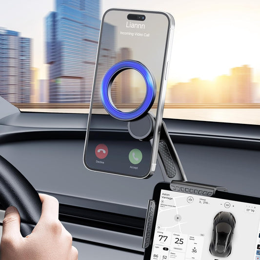 Tesla Phone Mount, for Magsafe Car Mount, 【Strongest Magnet Power】 Magnetic Car Phone Holder for Tesla 3/Y/S/X Accessories Screen, Fits All Phone, Tesla Model Y Accessories Tesla Model 3 Accessories