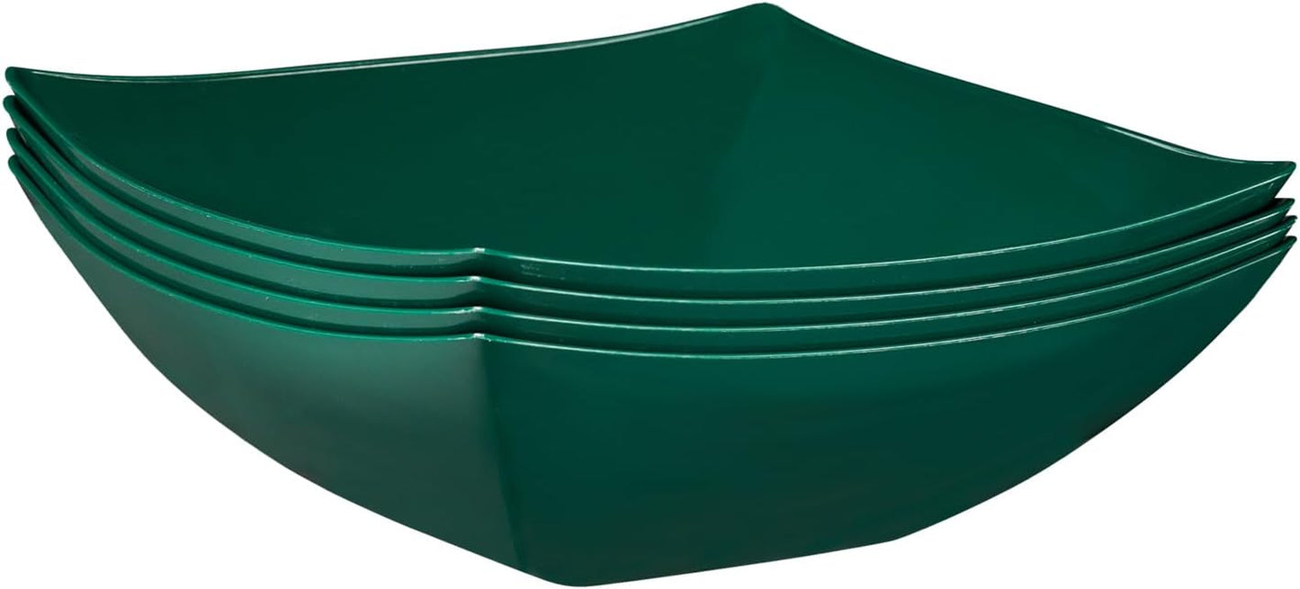 Disposable Square Serving Bowls, Party Snack or Salad Bowl, Plastic 2 Green & 2 Red 32 Ounce Pack of 4 32 OUNCE