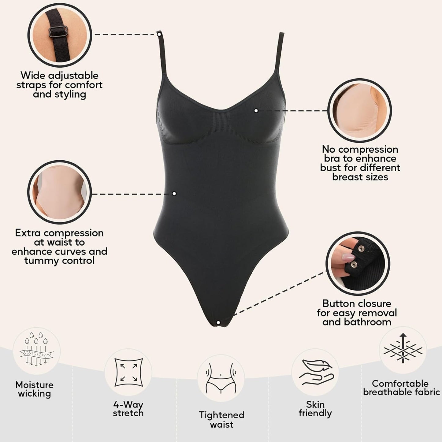 Shapewear Tummy Control Bodysuit Thong or Brief: Sculpting Shaper Tank Top Shapewear Bodysuit: Snatched Waist Body Suit