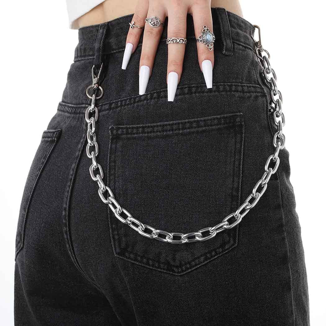 Hip Hop Pants Chain Goth Jean Chains Star Punk Pocket Chain for Women Layered Acrylic Keychains Cute Trouser Chain Rock Wallet Chain for Men Waist Body Accessories for Girls (2 Stat-1)