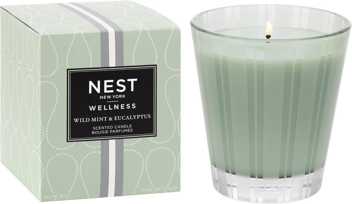 Scented Classic Candle, Cucumber & White Sage - 8.1 Oz - up to 60-Hour Burn Time - Reusable Glass Vessel The White Lotus