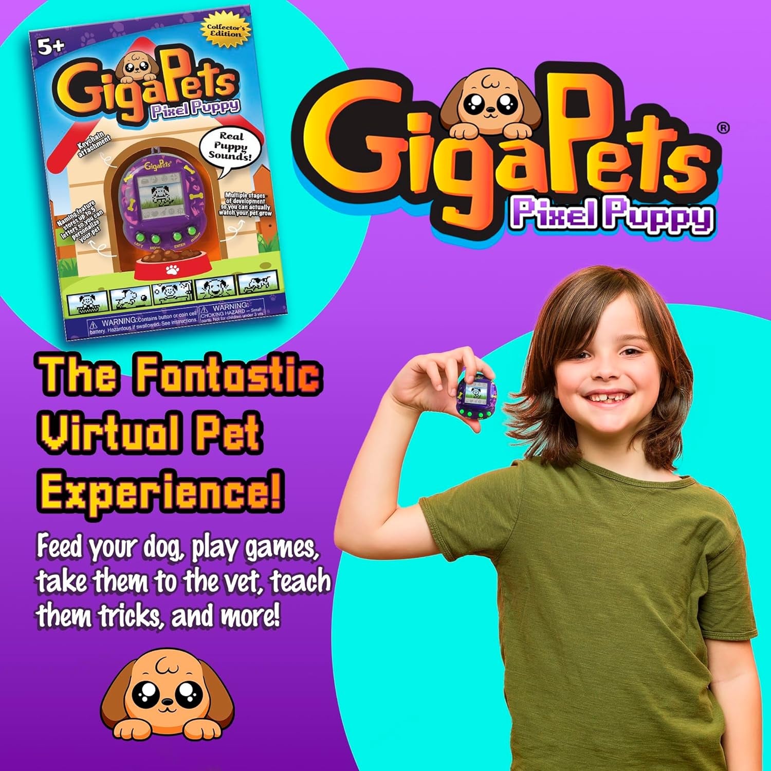 Giga Pets AR Puppy Virtual Animal Pet Toy 2Nd Edition, Purple BanUK