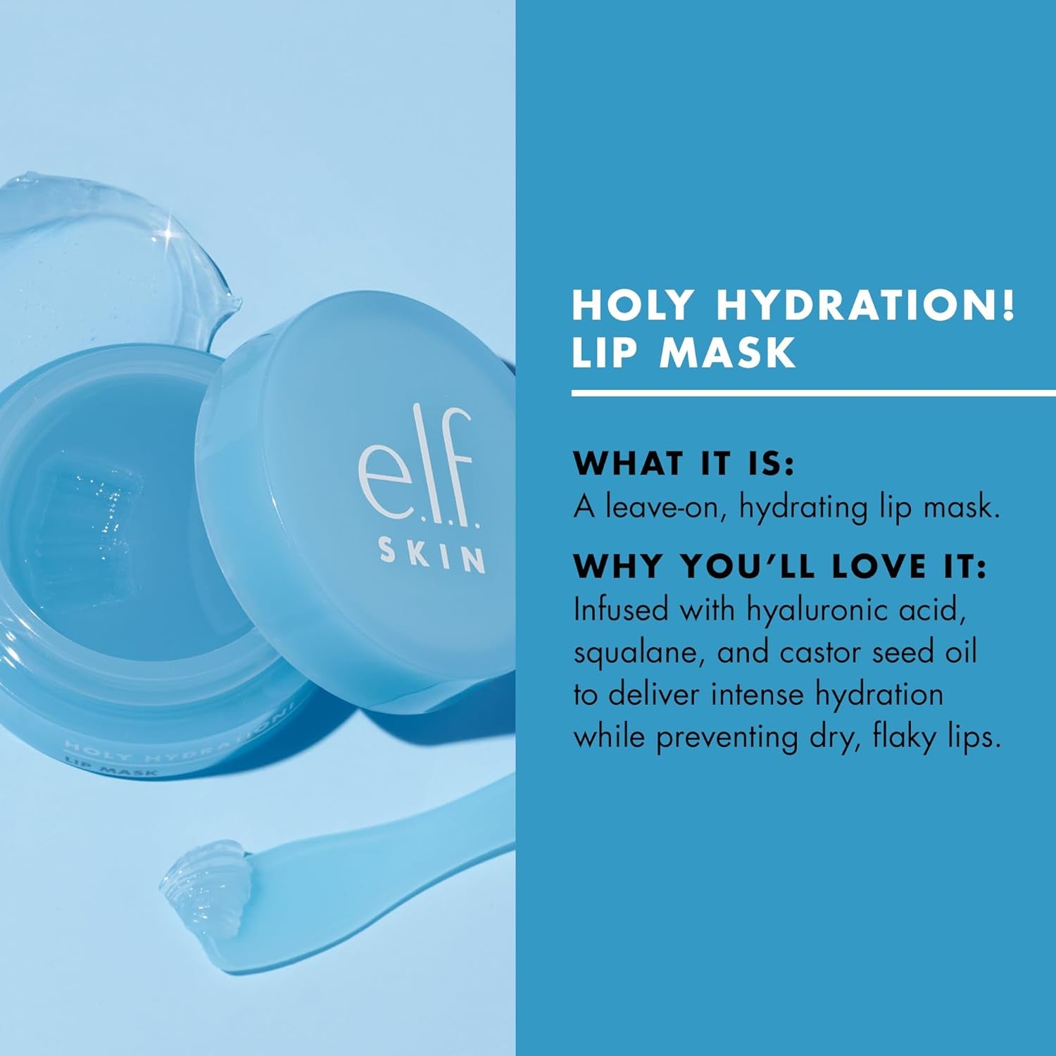 SKIN Holy Hydration! Lip Mask, Hydrating Lip Mask for a Softer & Smoother Pout, Infused with Hyaluronic Acid, Non-Sticky, Vegan & Cruelty-Free (Pack of 1)