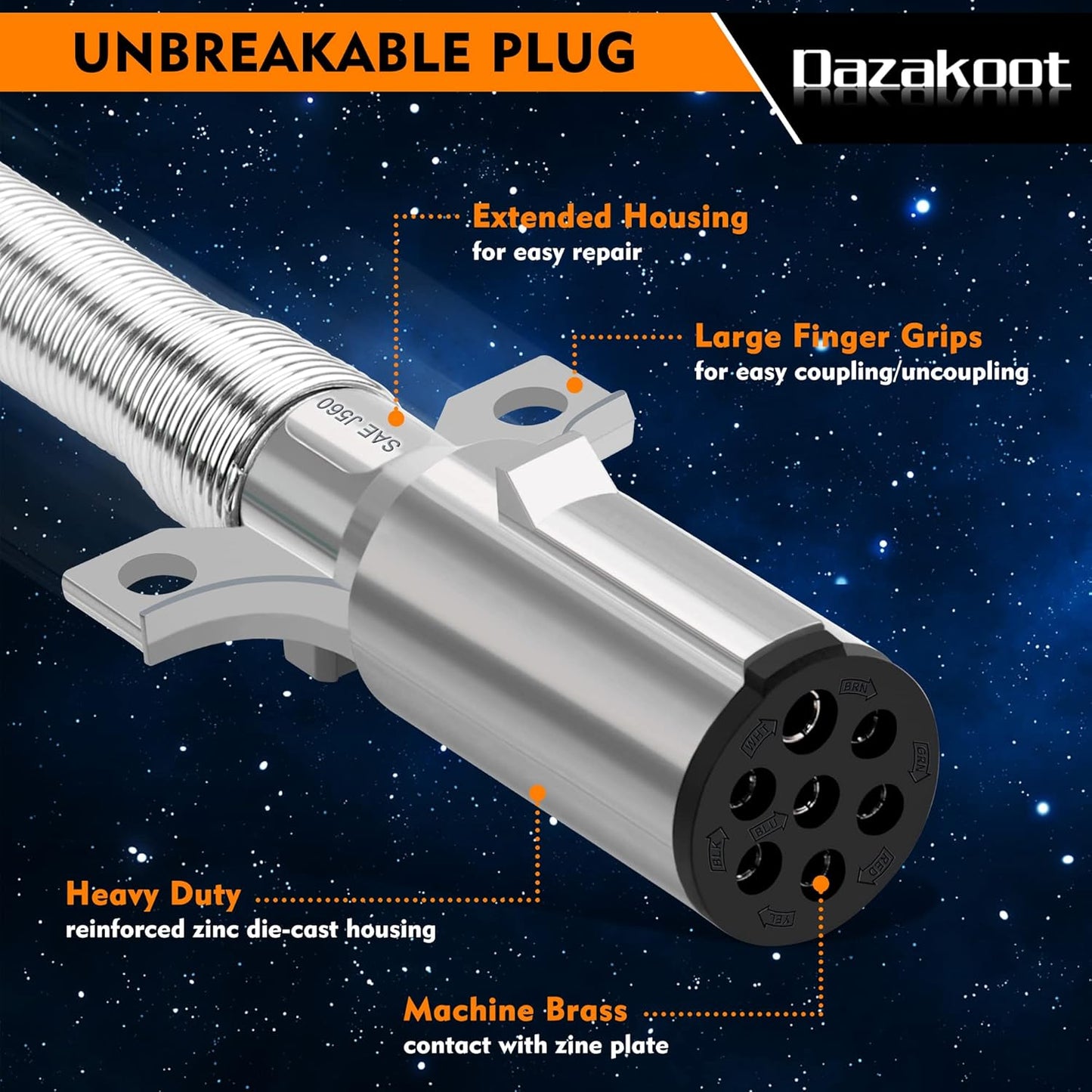 7 Way ABS Cord, 12FT 7 Way Coiled Trailer Cord, Heavey Duty Electrical Power Cable for Semi Truck Tractors - Green TRUCK DRIVER