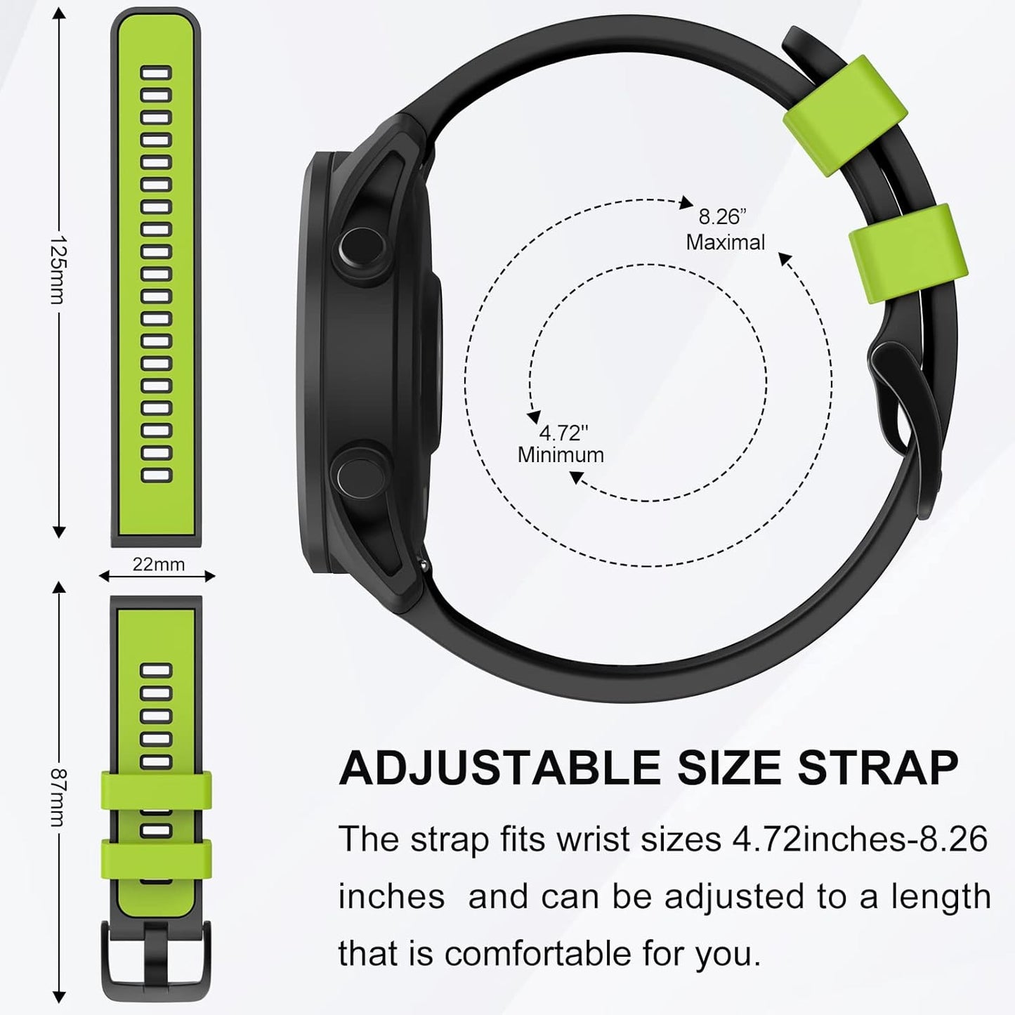 Compatible with Garmin Vivoactive 4/ Samsung Galaxy Watch 46Mm, 22Mm Silicone Band for Ticwatch Pro S2/ Venu 2/Samsung Gear S3 Classic/Samsung Gear S3 Frontier/Huawei Watch GT Smartwatch