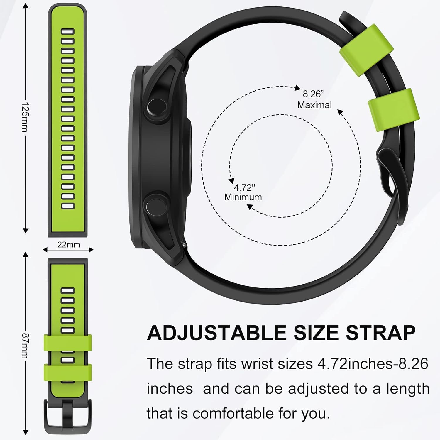 Compatible with Garmin Vivoactive 4/ Samsung Galaxy Watch 46Mm, 22Mm Silicone Band for Ticwatch Pro S2/ Venu 2/Samsung Gear S3 Classic/Samsung Gear S3 Frontier/Huawei Watch GT Smartwatch
