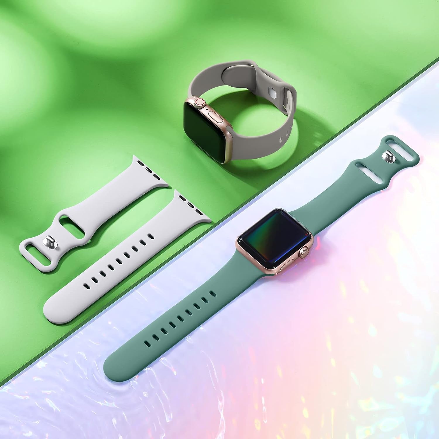6 Pack Bands Compatible for Apple Watch Band 38Mm 40Mm 41Mm 42Mm 44Mm 45Mm 49Mm Women Men, Breathable Silicone Sport Strap Replacement Band for Iwatch Apple Watch Series 9 8 7 6 5 4 3 SE Ultra