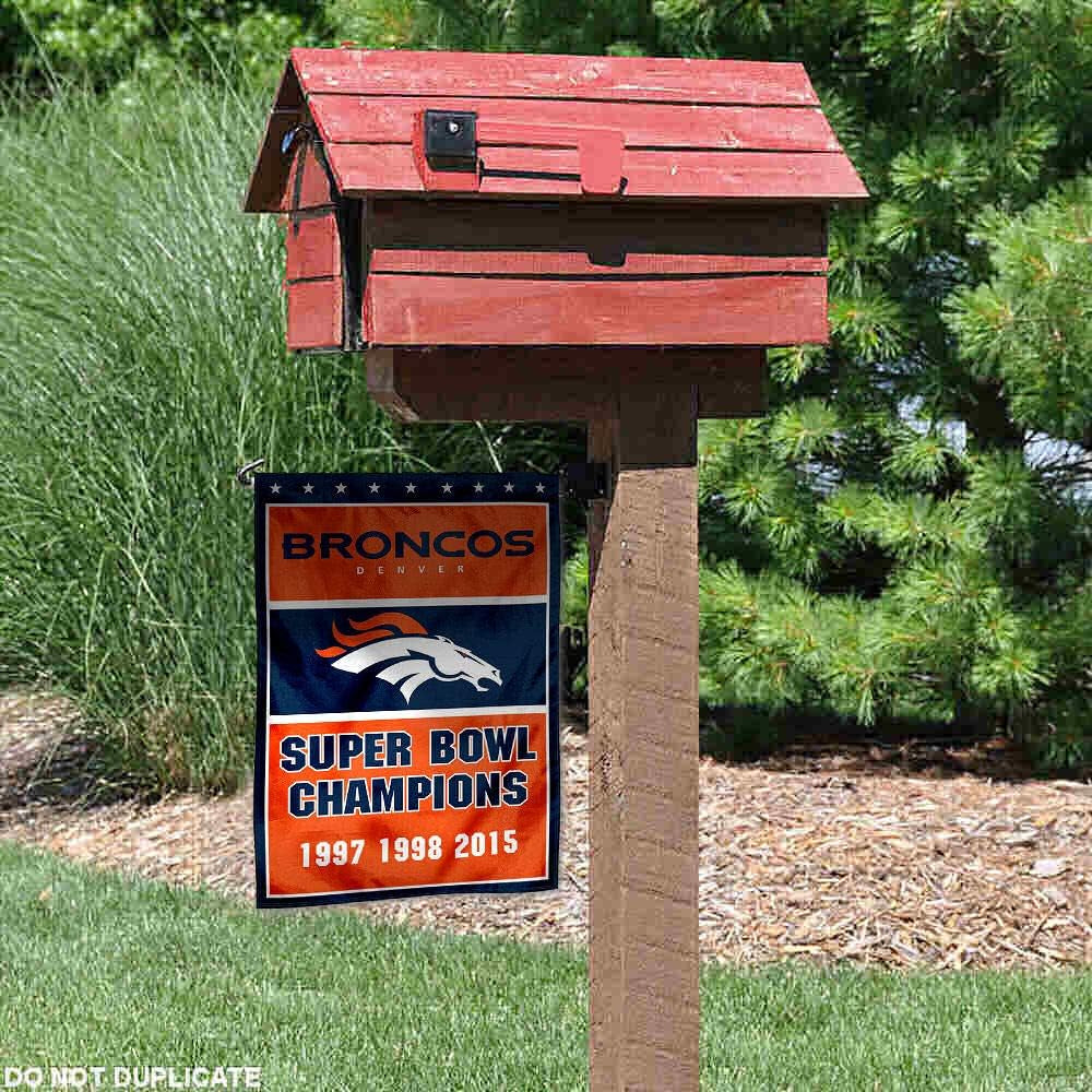 Denver Broncos 3 Time Super Bowl Champions Double Sided Garden Flag